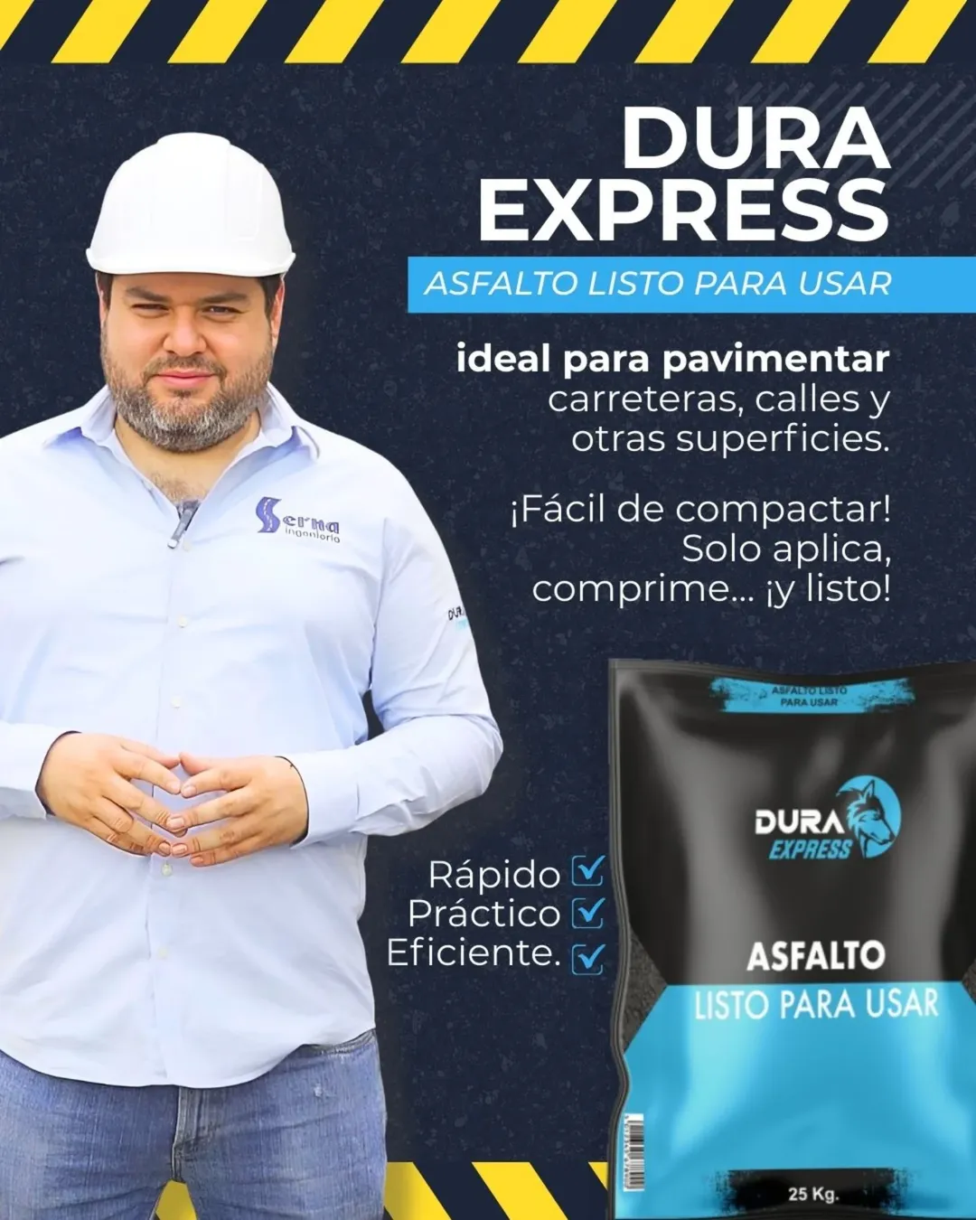 DURA EXPRESS – Asfalto listo para usarOlvídate de mezclas complicadas y maquinaria pesada. C